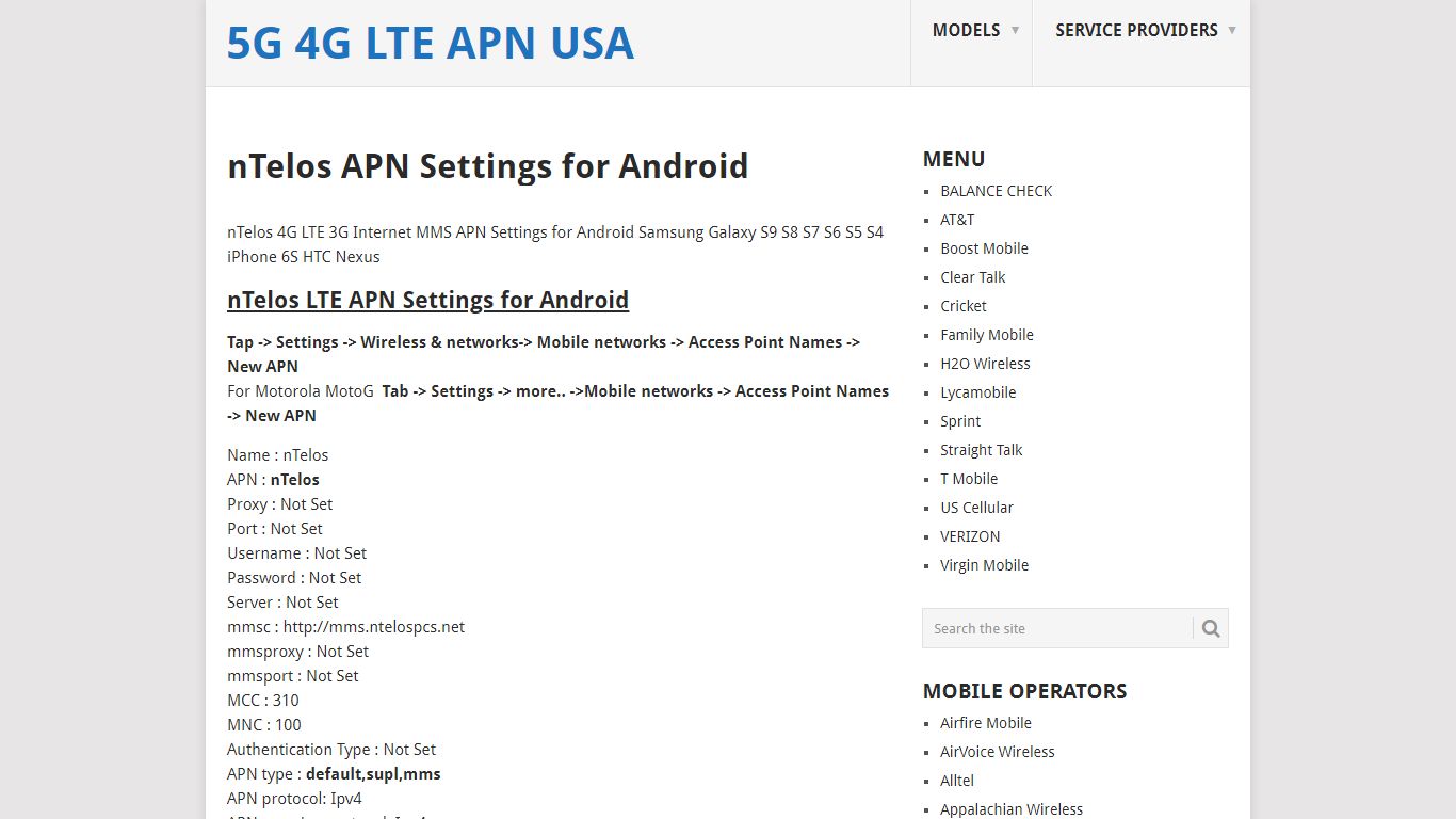 nTelos APN Settings for Android 2022 - 5G 4G LTE APN USA